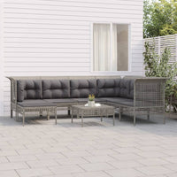 Set Divani da Giardino 8 pz con Cuscini in Polyrattan Grigio 3187559