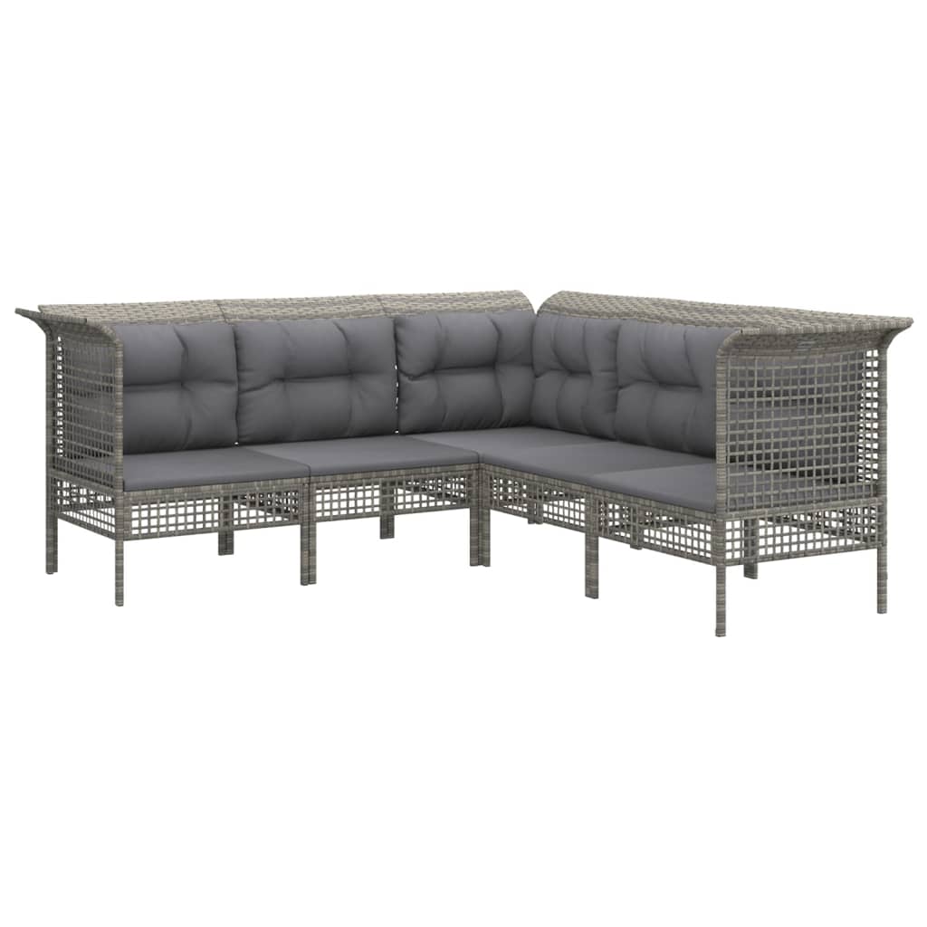 Set Divani da Giardino 9 pz con Cuscini in Polyrattan Grigio 3187582