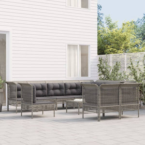 Set Divani da Giardino 11 pz con Cuscini in Polyrattan Grigiocod mxl 76705