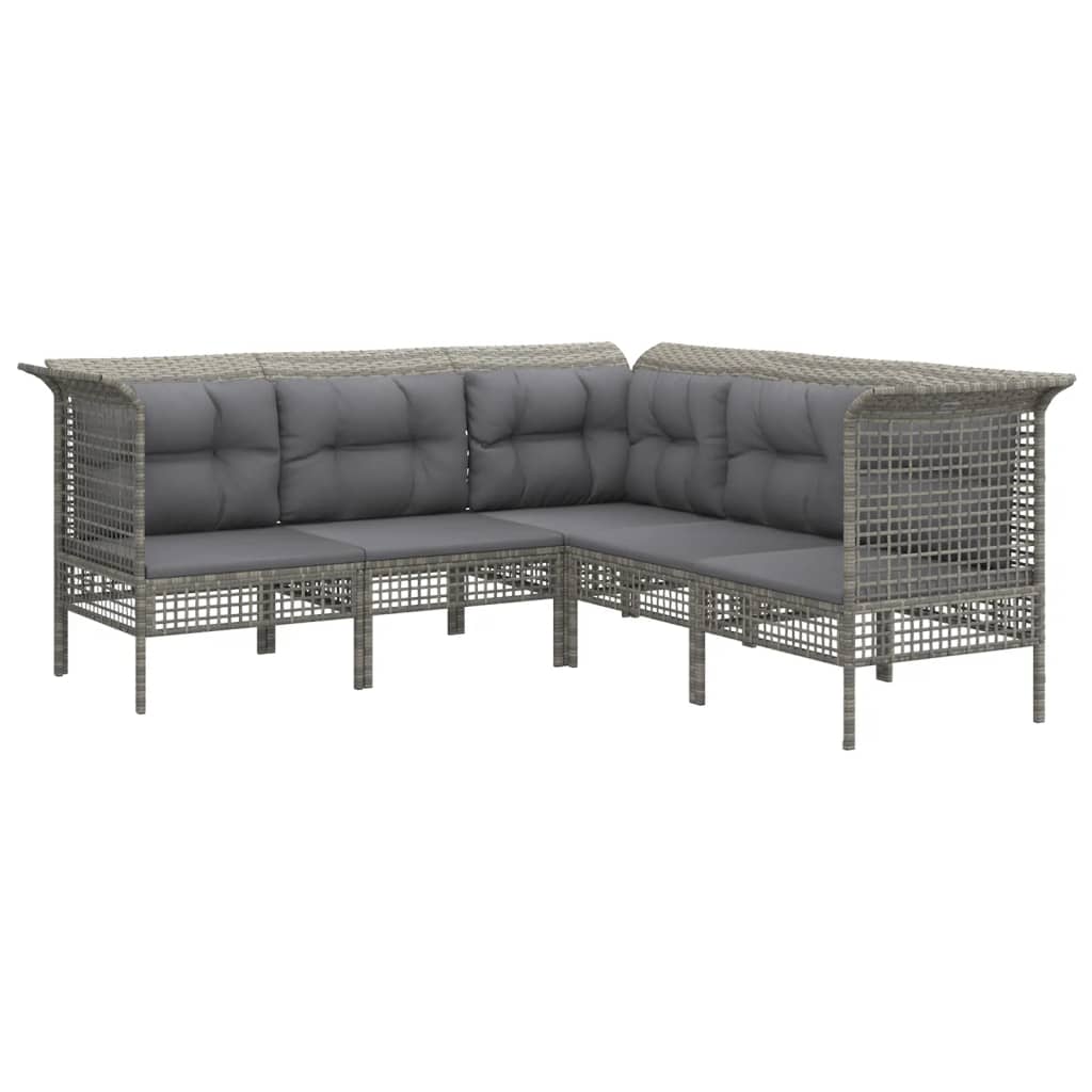 Set Divani da Giardino 11 pz con Cuscini in Polyrattan Grigio 3187587