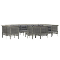 Set Divani da Giardino 13 pz con Cuscini in Polyrattan Grigio 3187588