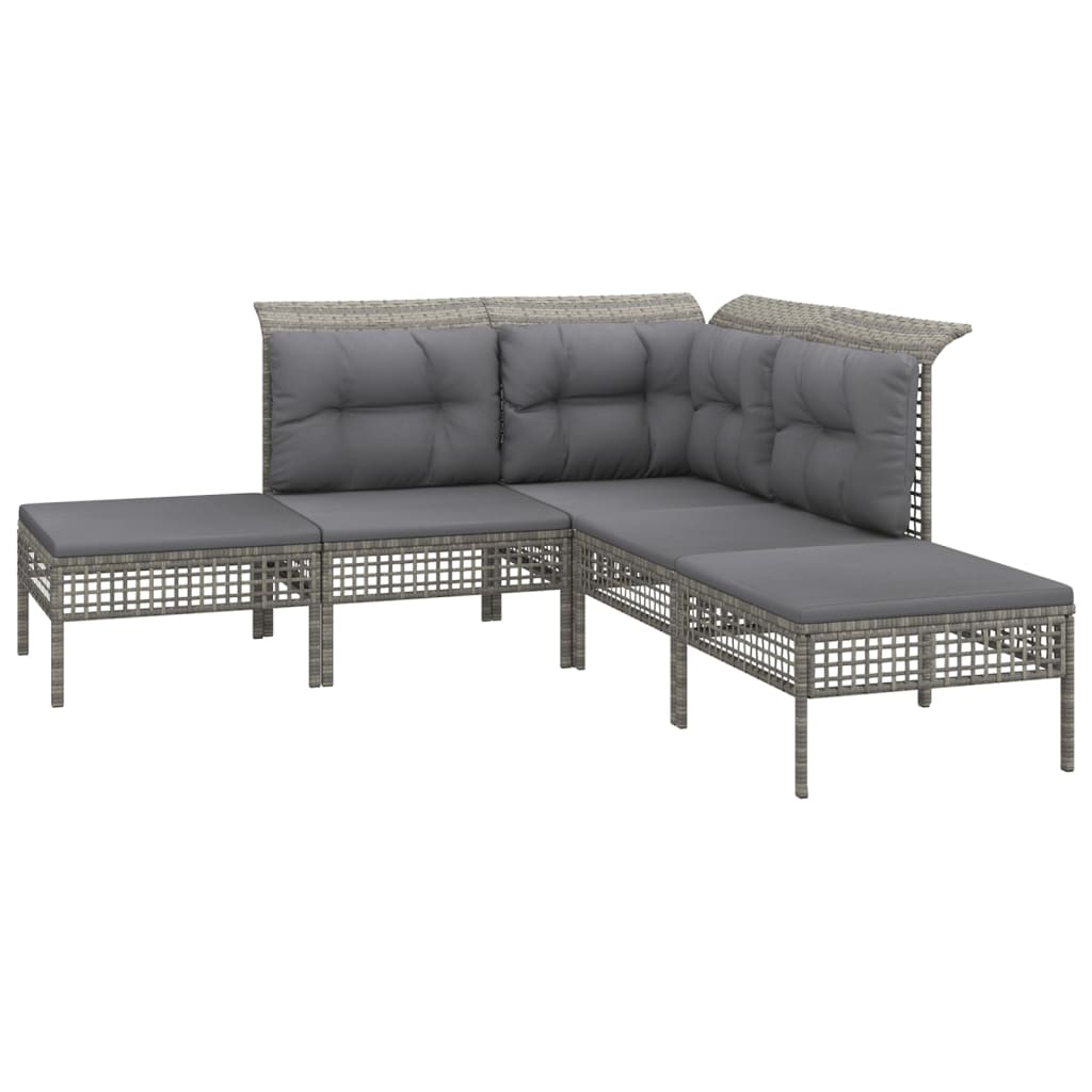 Set Divani da Giardino 9 pz con Cuscini in Polyrattan Grigio 3187590