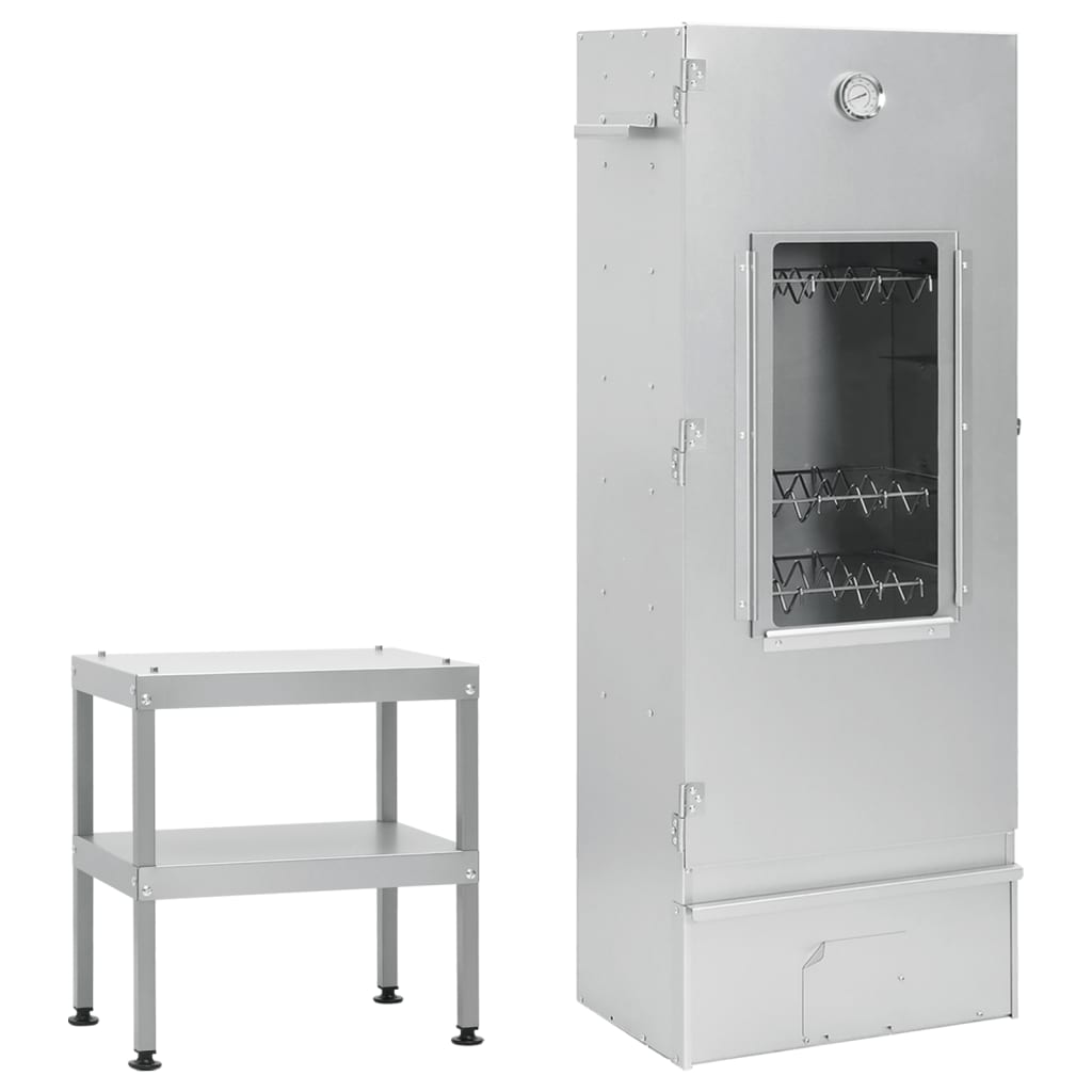 Forno Affumicatore BBQ con Tavolino in Acciaio Zincato 3187615