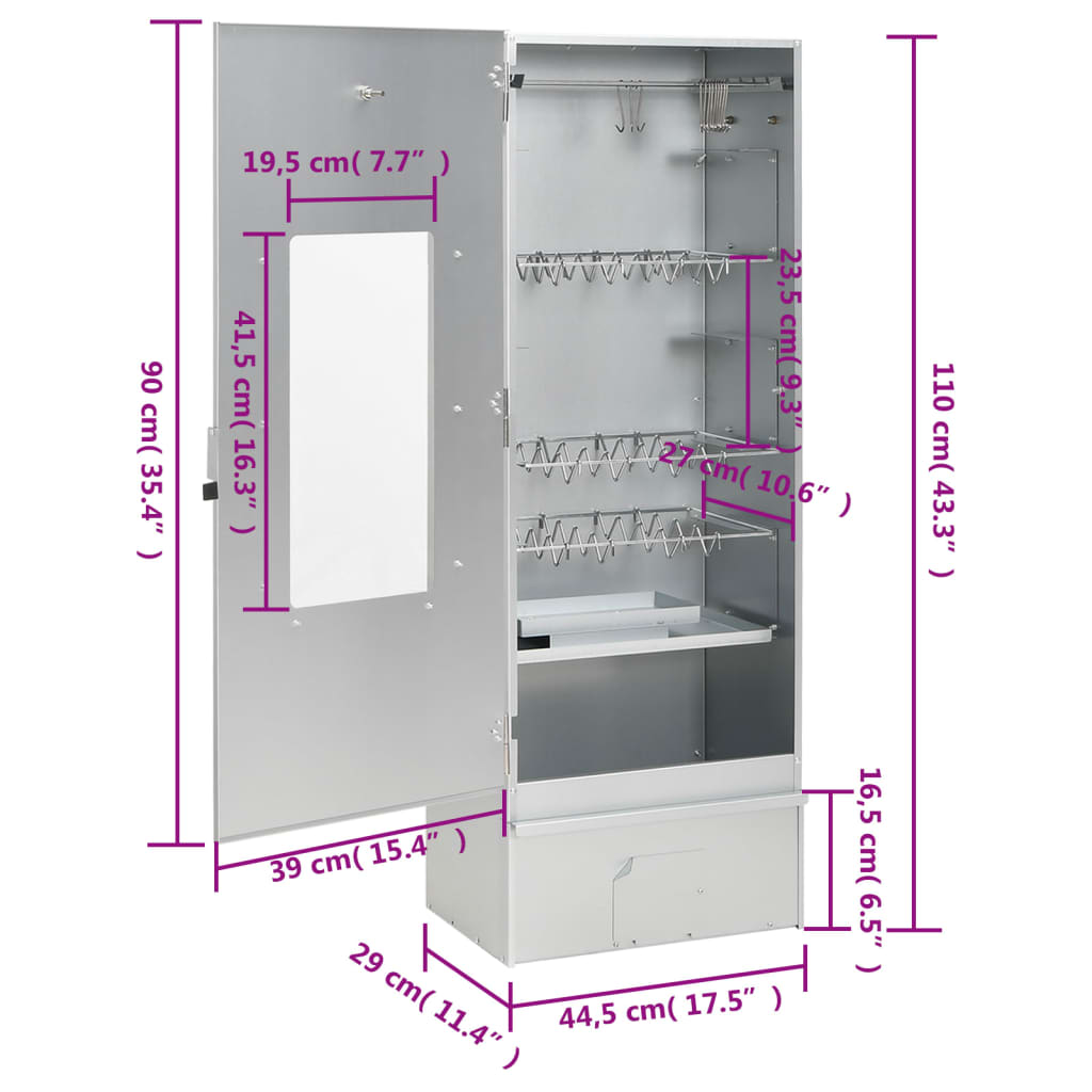 Forno Affumicatore BBQ con Tavolino in Acciaio Zincato 3187615