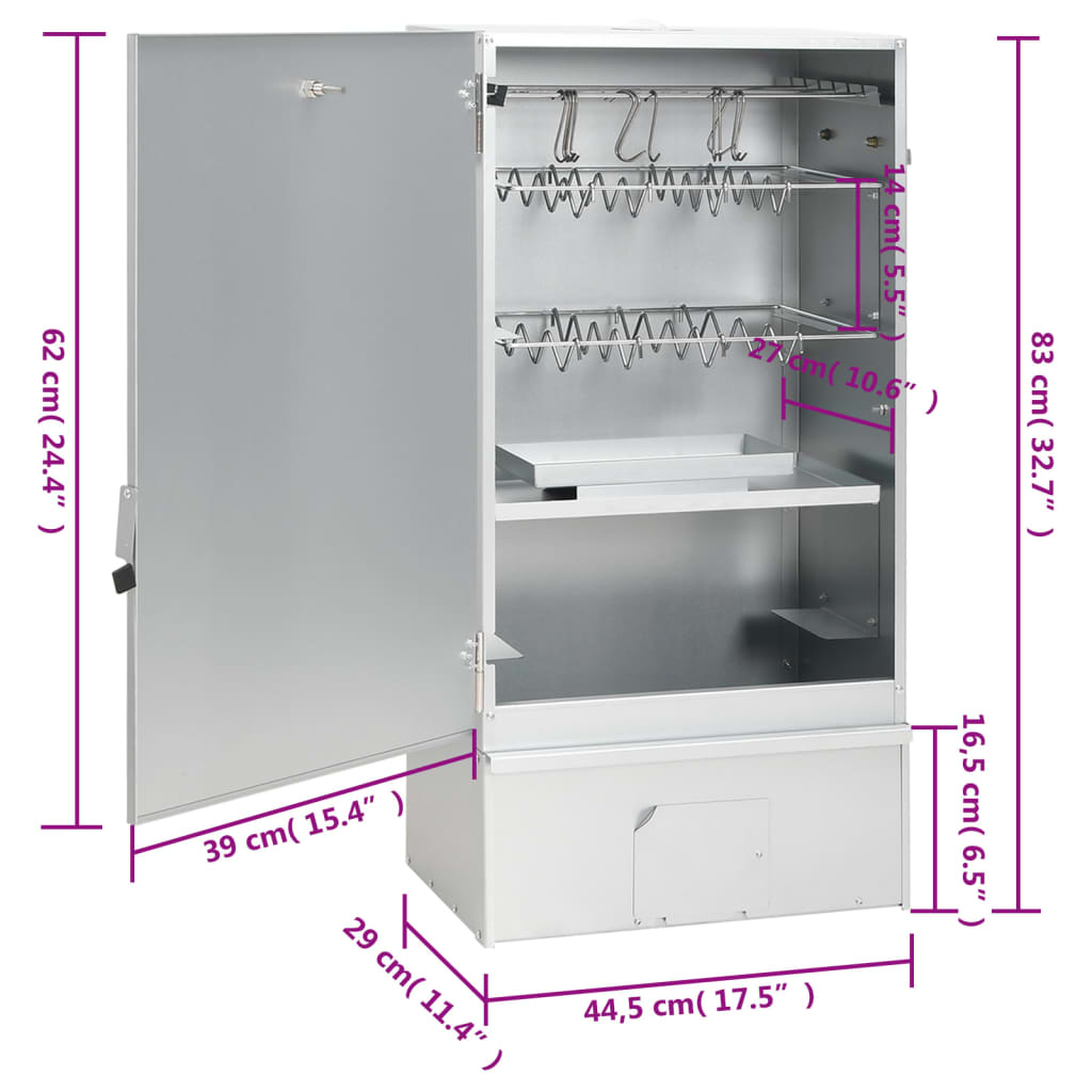 Forno Affumicatore BBQ con Tavolino in Acciaio Zincato 3187618