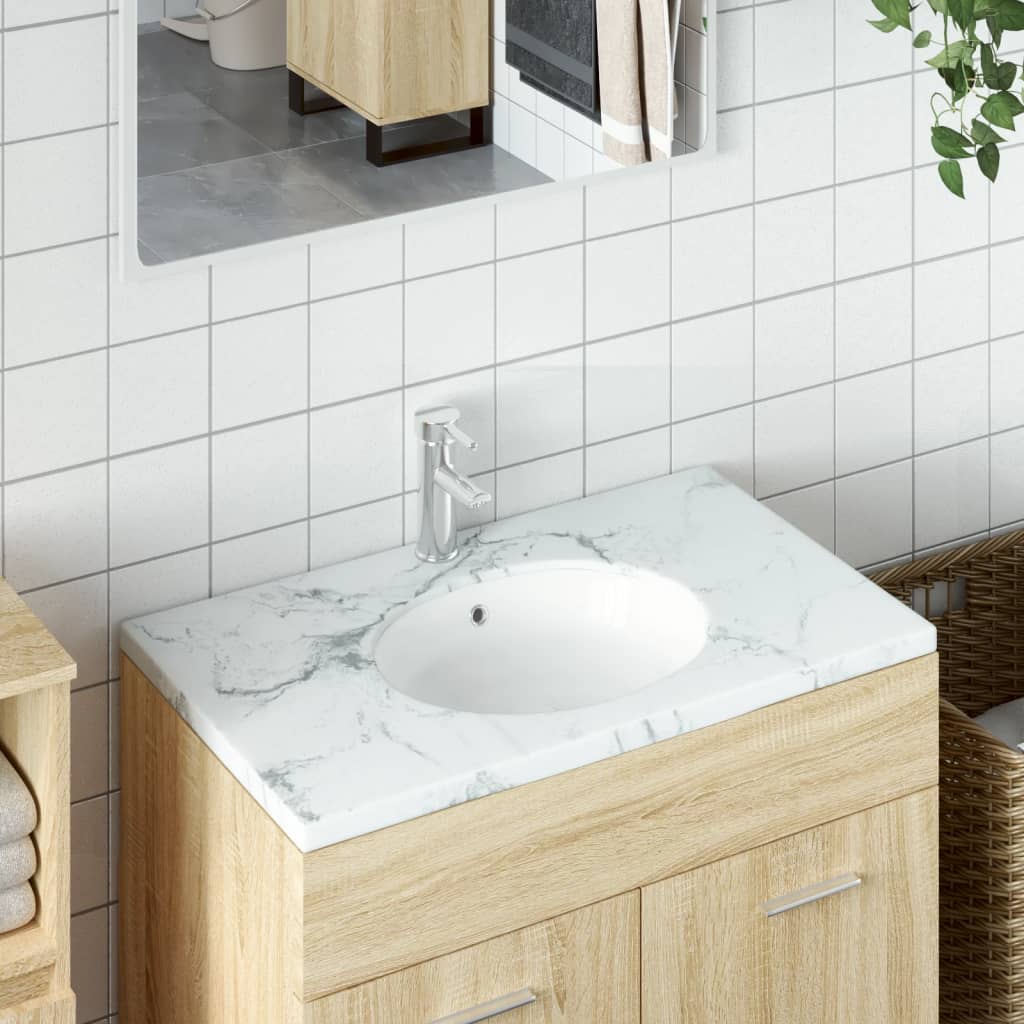 Lavandino da Bagno Bianco 38,5x33,5x19 cm Ovale in Ceramica 153716