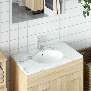 Lavandino da Bagno Bianco 37x31x17,5 cm Ovale in Ceramica 153717