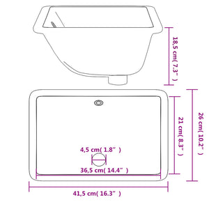 Lavandino da Bagno Bianco 41,5x26x18,5 cm Rettangolare Ceramica 153724