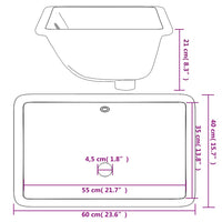 Lavandino da Bagno Bianco 60x40x21 cm Rettangolare in Ceramica 153728