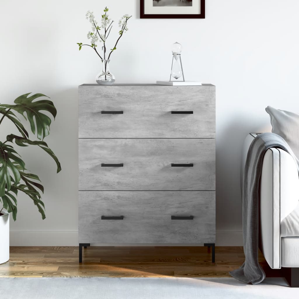 Credenza Grigio Cemento 69,5x34x90 cm in Legno Multistrato 827856