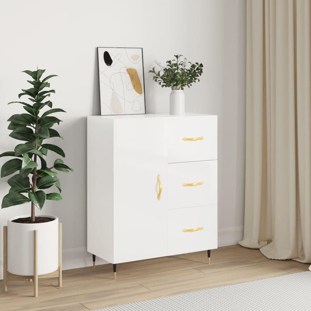 Credenza 69,5x34x90 cm in Legno Multistrato Bianco Lucido 827894