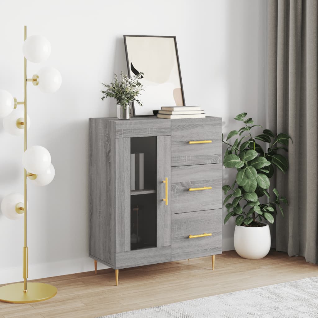 Credenza Grigio Sonoma 69,5x34x90 cm in Legno Multistrato 828034