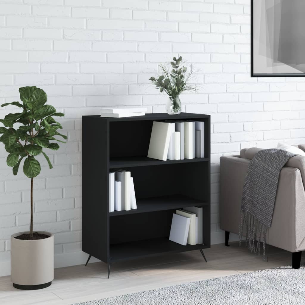 Libreria Nera 69,5x32,5x90 cm in Legno Multistrato 828333