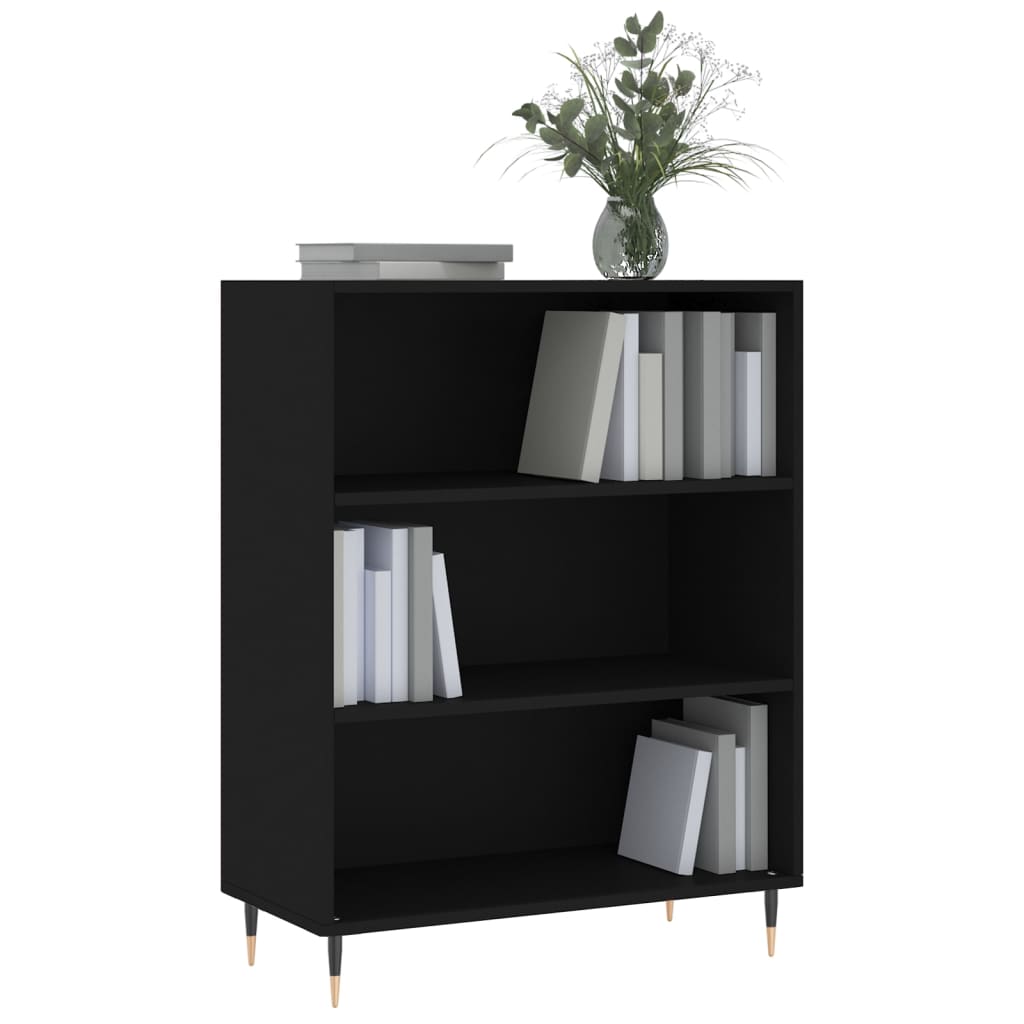 Libreria Nera 69,5x32,5x90 cm in Legno Multistrato 828341