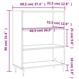 Libreria Nera 69,5x32,5x90 cm in Legno Multistrato 828341