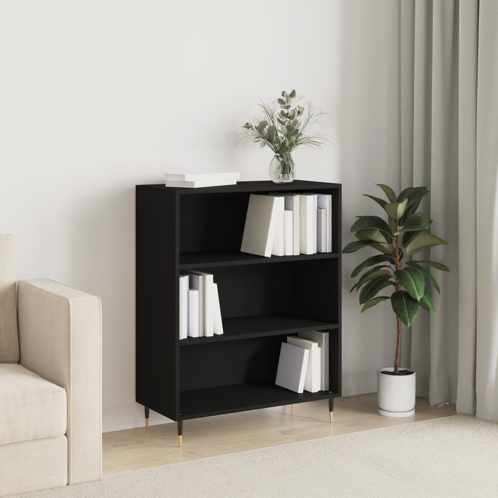 Libreria Nera 69,5x32,5x90 cm in Legno Multistrato 828341