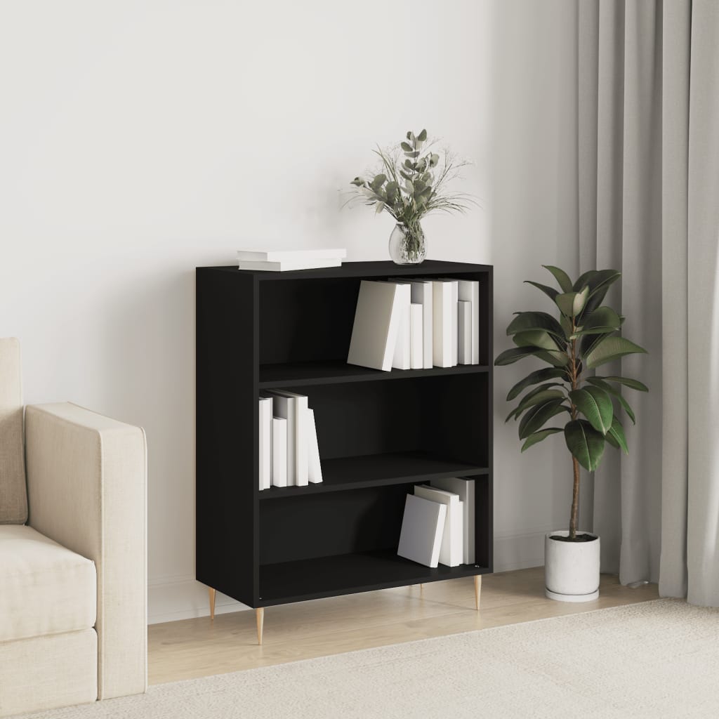 Libreria Nera 69,5x32,5x90 cm in Legno Multistratocod mxl 127515