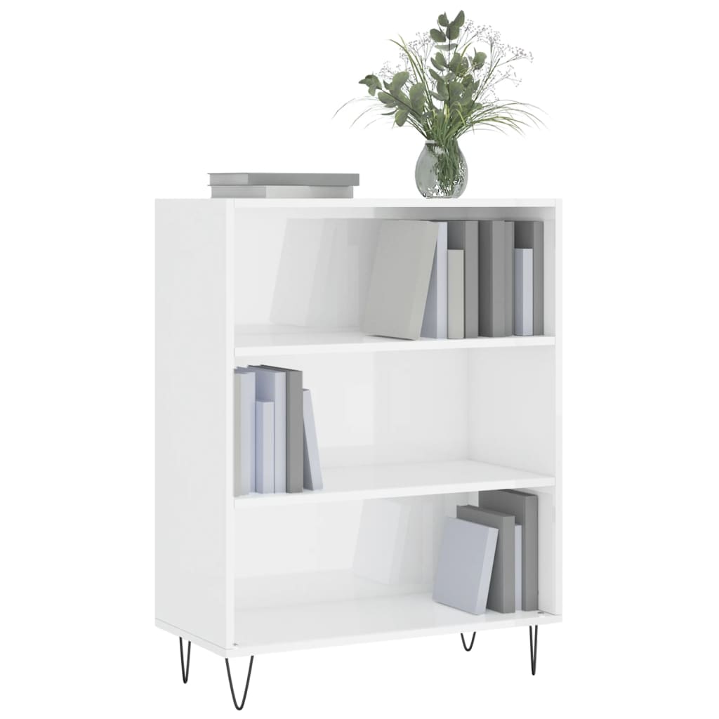 Libreria Bianco Lucido 69,5x32,5x90 cm in Legno Multistratocod mxl 103876