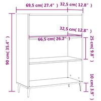 Scaffale Bianco Lucido 69,5x32,5x90 cm in Legno Multistrato 828382