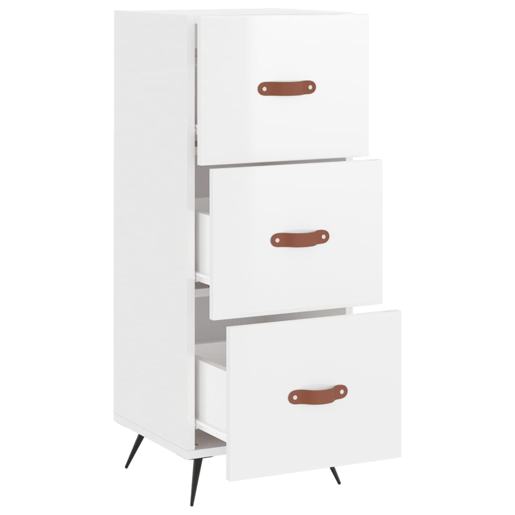 Credenza Bianco Lucido 34,5x34x90 cm in Legno Multistrato 828574