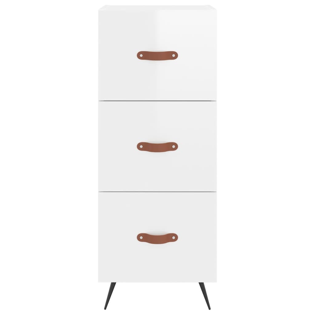 Credenza Bianco Lucido 34,5x34x90 cm in Legno Multistrato 828574