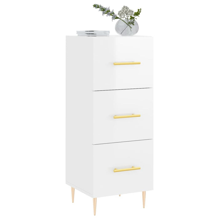 Credenza Bianco Lucido 34,5x34x90 cm in Legno Multistrato 828590