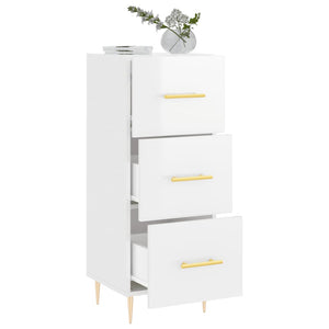 Credenza Bianco Lucido 34,5x34x90 cm in Legno Multistrato 828590