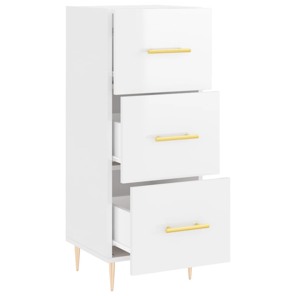 Credenza Bianco Lucido 34,5x34x90 cm in Legno Multistrato 828590