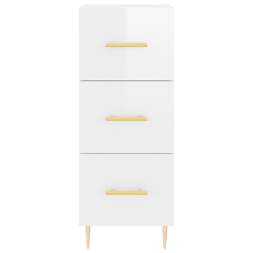 Credenza Bianco Lucido 34,5x34x90 cm in Legno Multistrato 828590