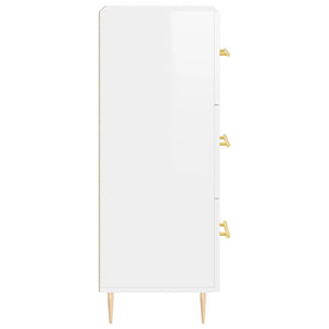 Credenza Bianco Lucido 34,5x34x90 cm in Legno Multistrato 828590