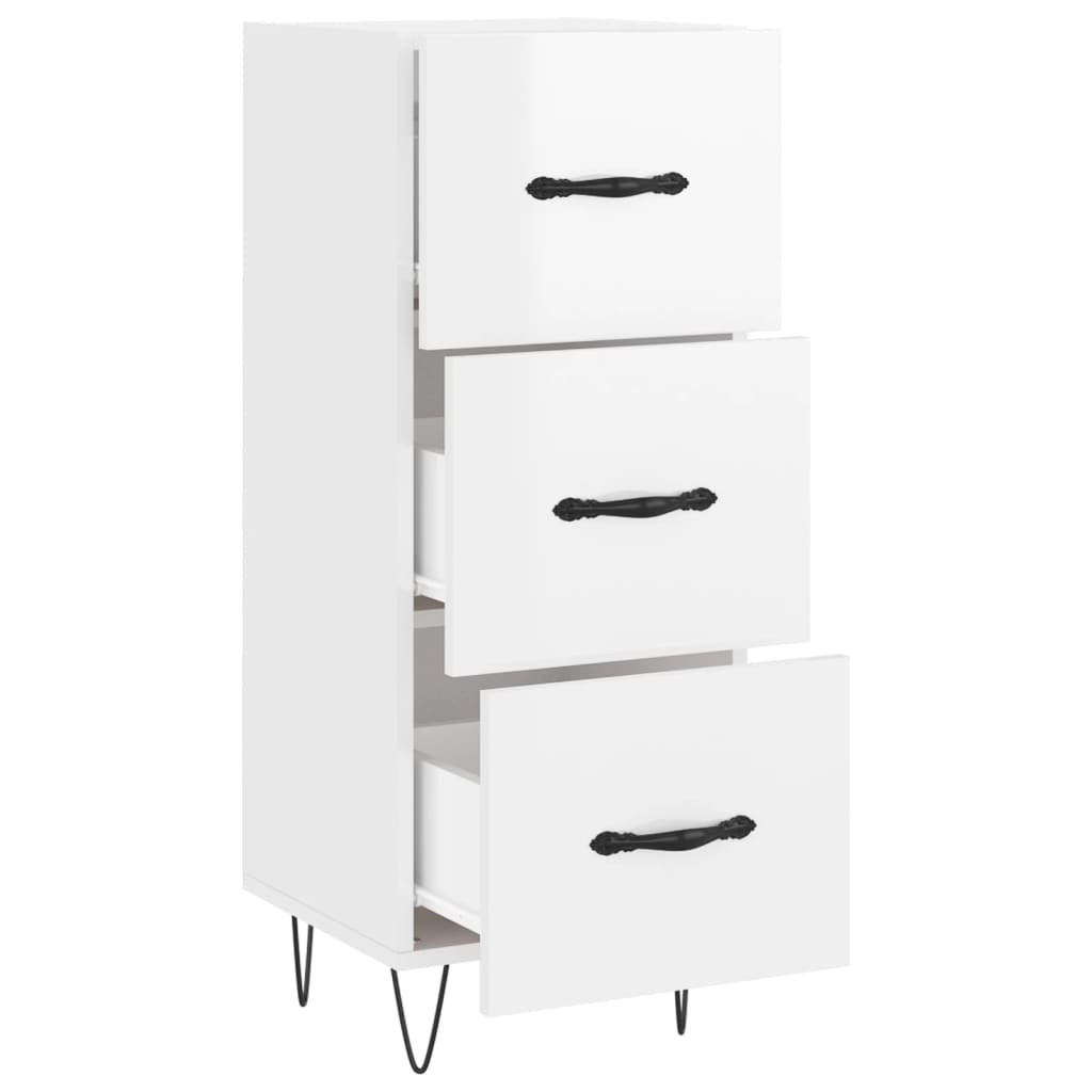 Credenza Bianco Lucido 34,5x34x90 cm in Legno Multistrato 828598