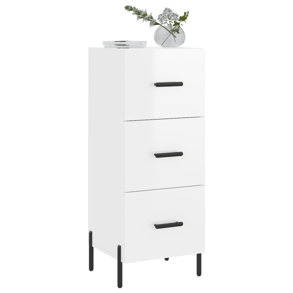 Credenza Bianco Lucido 34,5x34x90 cm in Legno Multistrato 828614