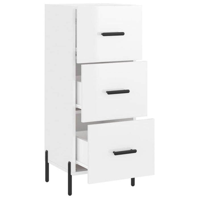 Credenza Bianco Lucido 34,5x34x90 cm in Legno Multistrato 828614