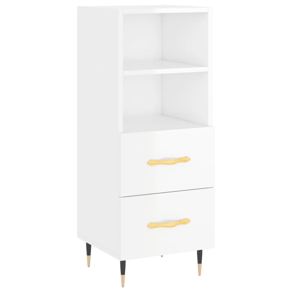 Credenza Bianco Lucido 34,5x34x90 cm in Legno Multistrato 828646