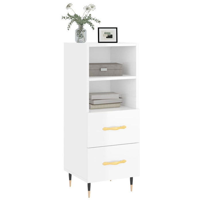 Credenza Bianco Lucido 34,5x34x90 cm in Legno Multistrato 828646