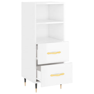 Credenza Bianco Lucido 34,5x34x90 cm in Legno Multistrato 828646