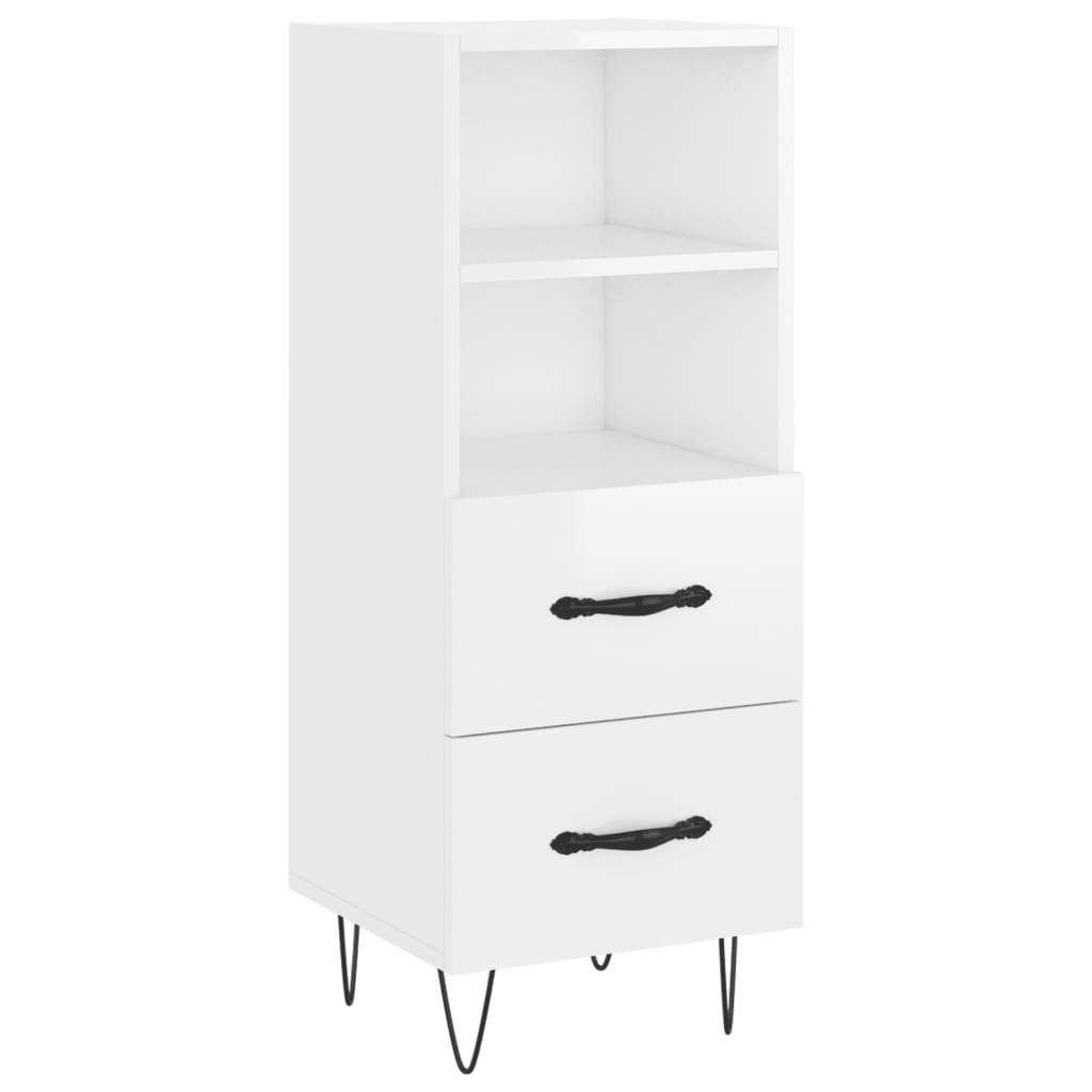 Credenza Bianco Lucido 34,5x34x90 cm in Legno Multistrato 828662