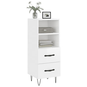 Credenza Bianco Lucido 34,5x34x90 cm in Legno Multistrato 828662