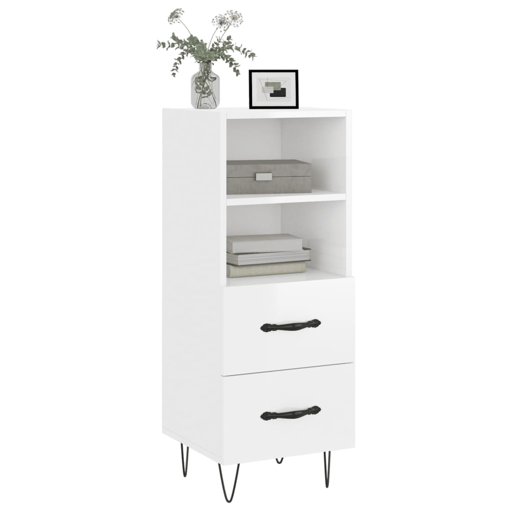 Credenza Bianco Lucido 34,5x34x90 cm in Legno Multistratocod mxl 79970