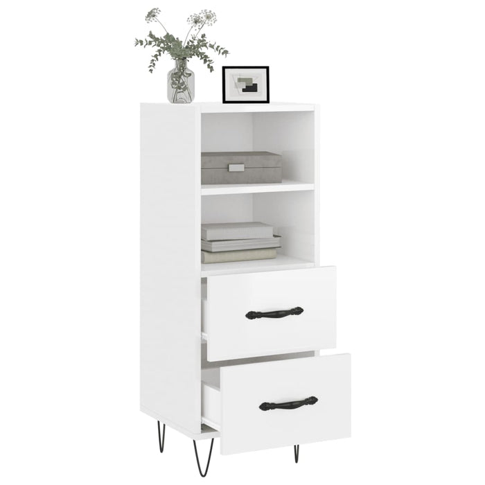 Credenza Bianco Lucido 34,5x34x90 cm in Legno Multistrato 828662