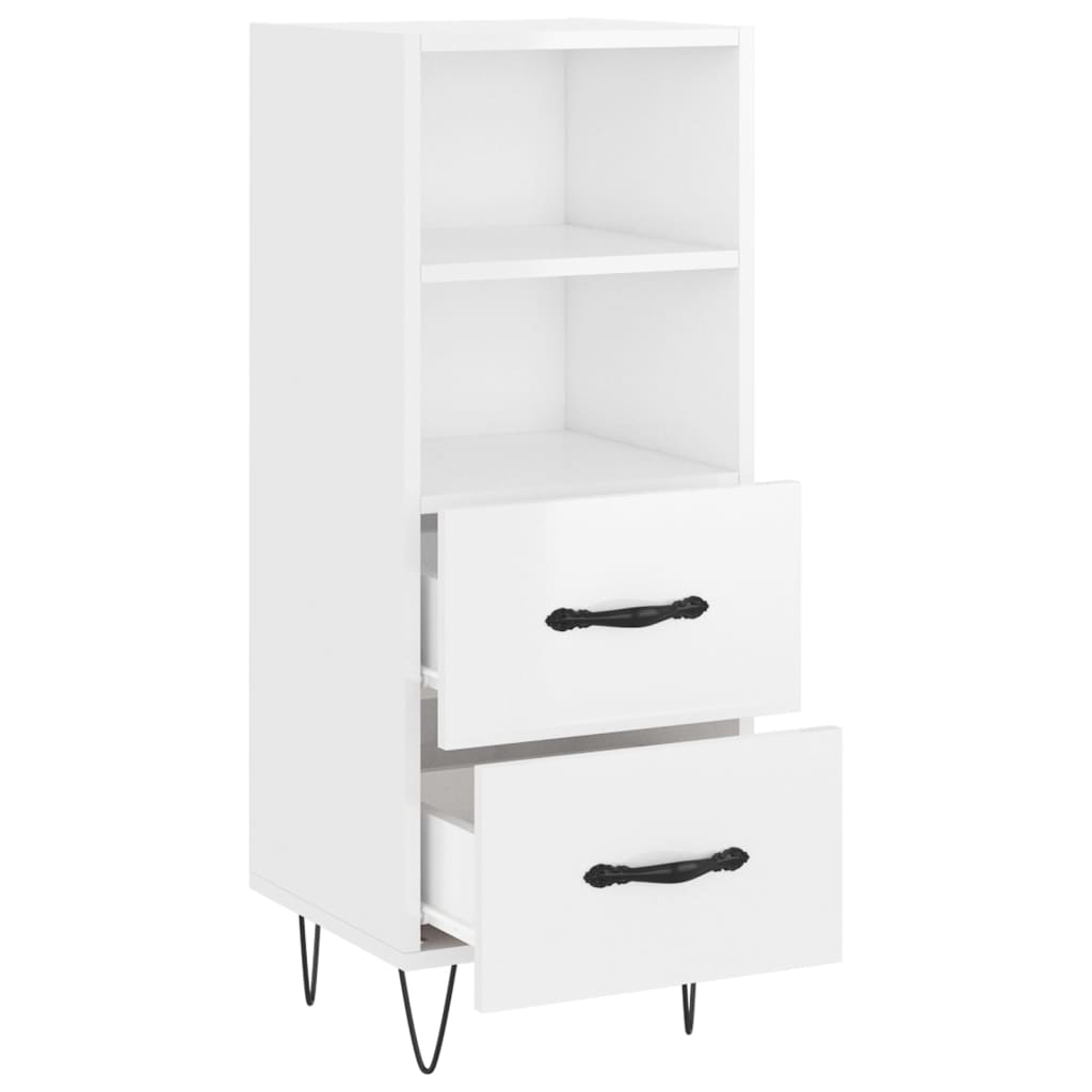 Credenza Bianco Lucido 34,5x34x90 cm in Legno Multistrato 828662