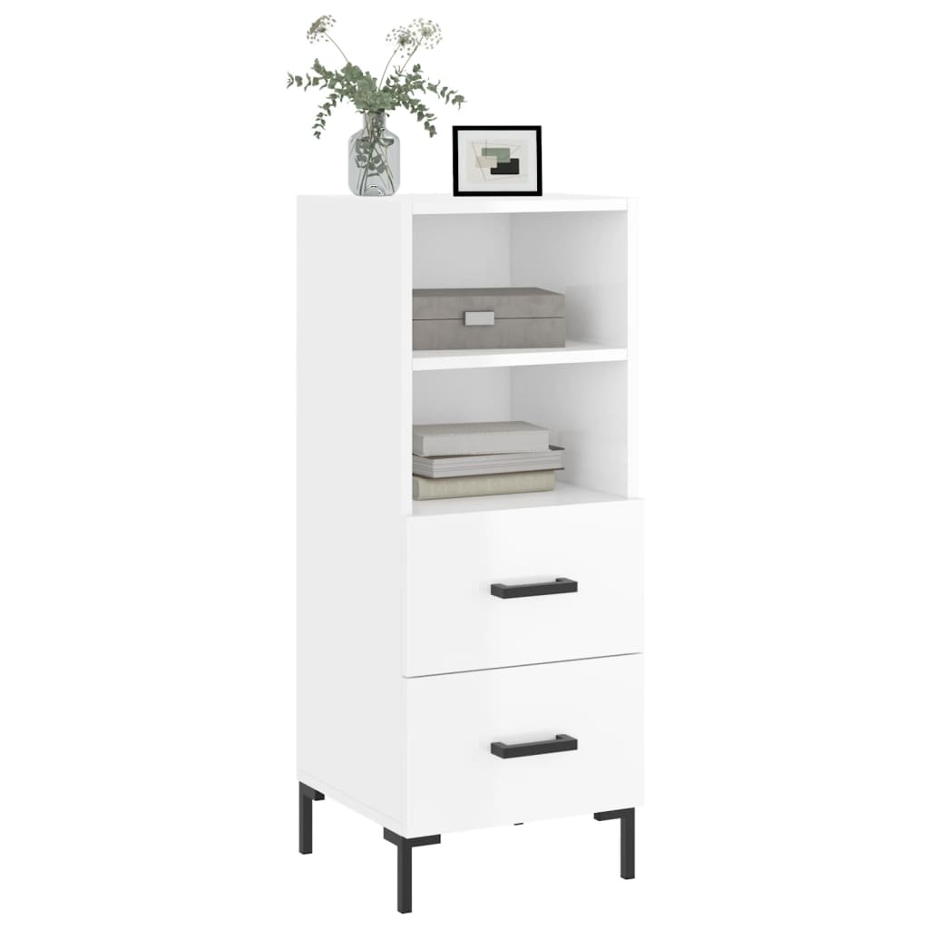 Credenza Bianco Lucido 34,5x34x90 cm in Legno Multistrato 828670