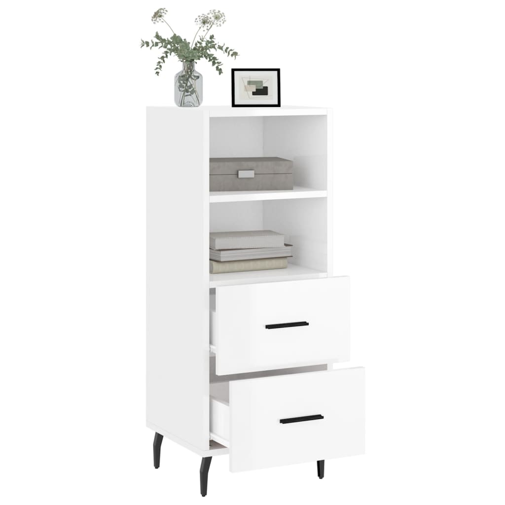 Credenza Bianco Lucido 34,5x34x90 cm in Legno Multistrato 828686