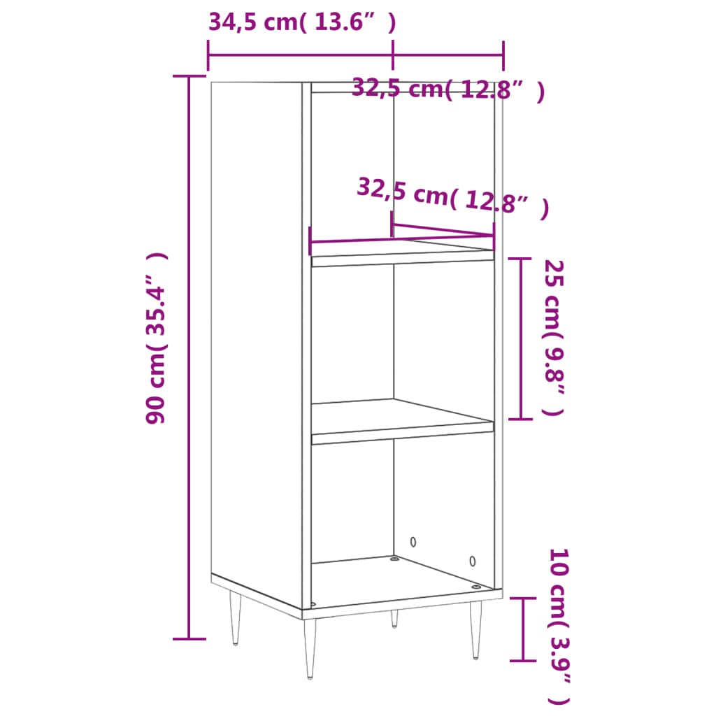 Credenza Grigio Cemento 34,5x32,5x90 cm in Legno Multistrato 828712