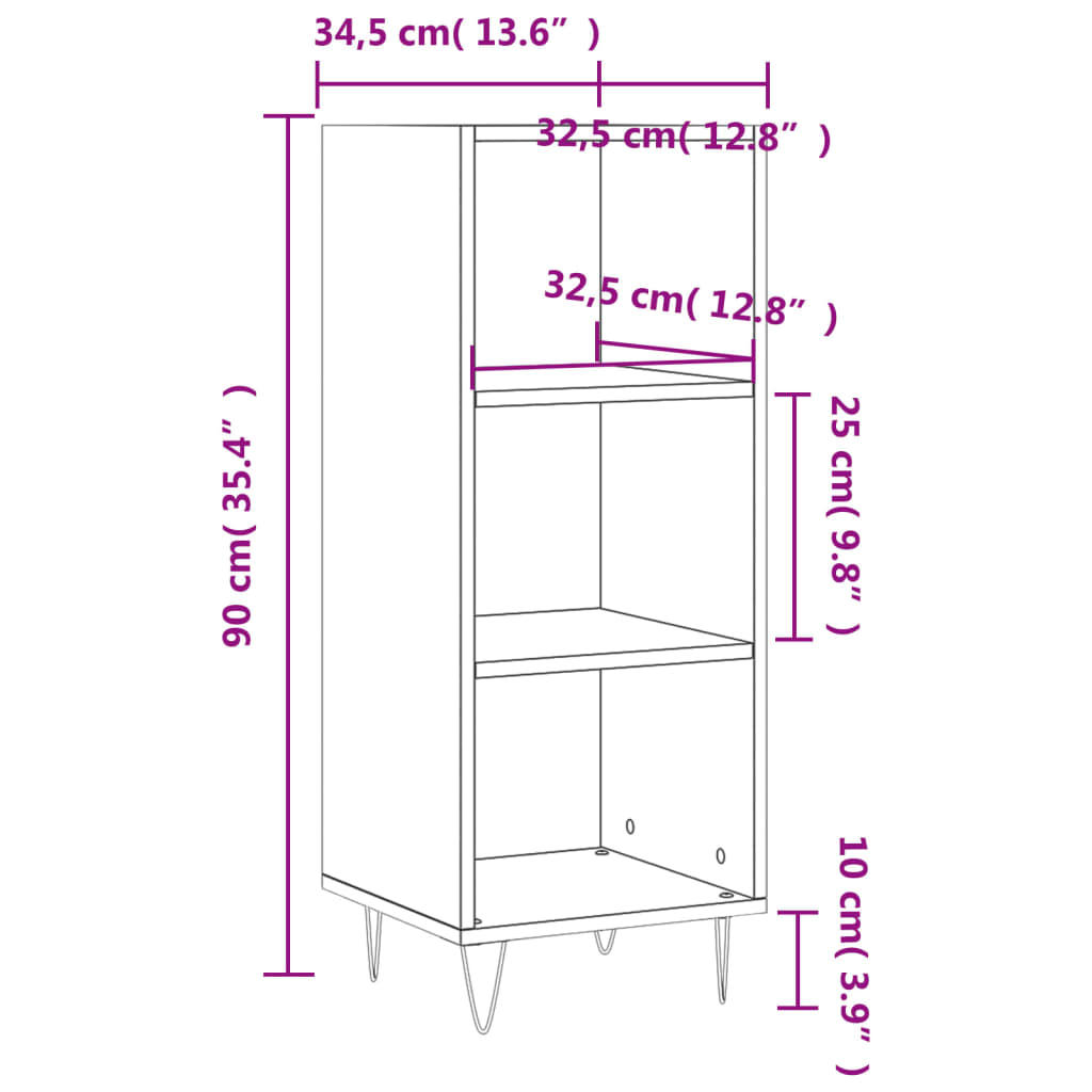 Credenza Grigio Cemento 34,5x32,5x90 cm in Legno Multistrato 828728