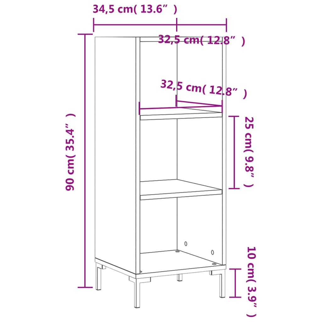 Credenza Bianca 34,5x32,5x90 cm in Legno Multistrato 828732