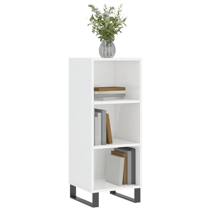 Credenza Bianco Lucido 34,5x32,5x90 cm in Legno Multistrato 828758