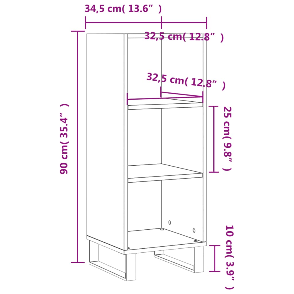 Credenza Rovere Sonoma 34,5x32,5x90 cm in Legno Multistrato 828759