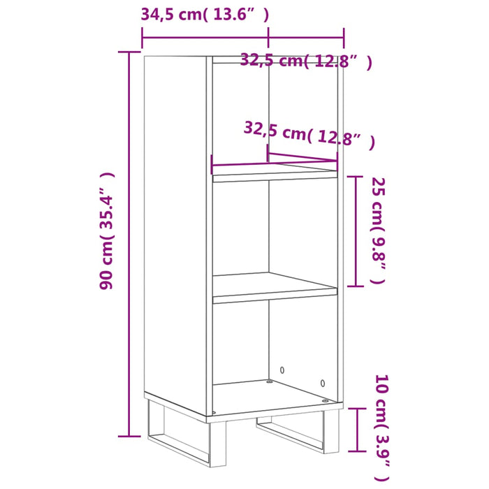 Credenza Rovere Fumo 34,5x32,5x90 cm in Legno Multistrato 828761