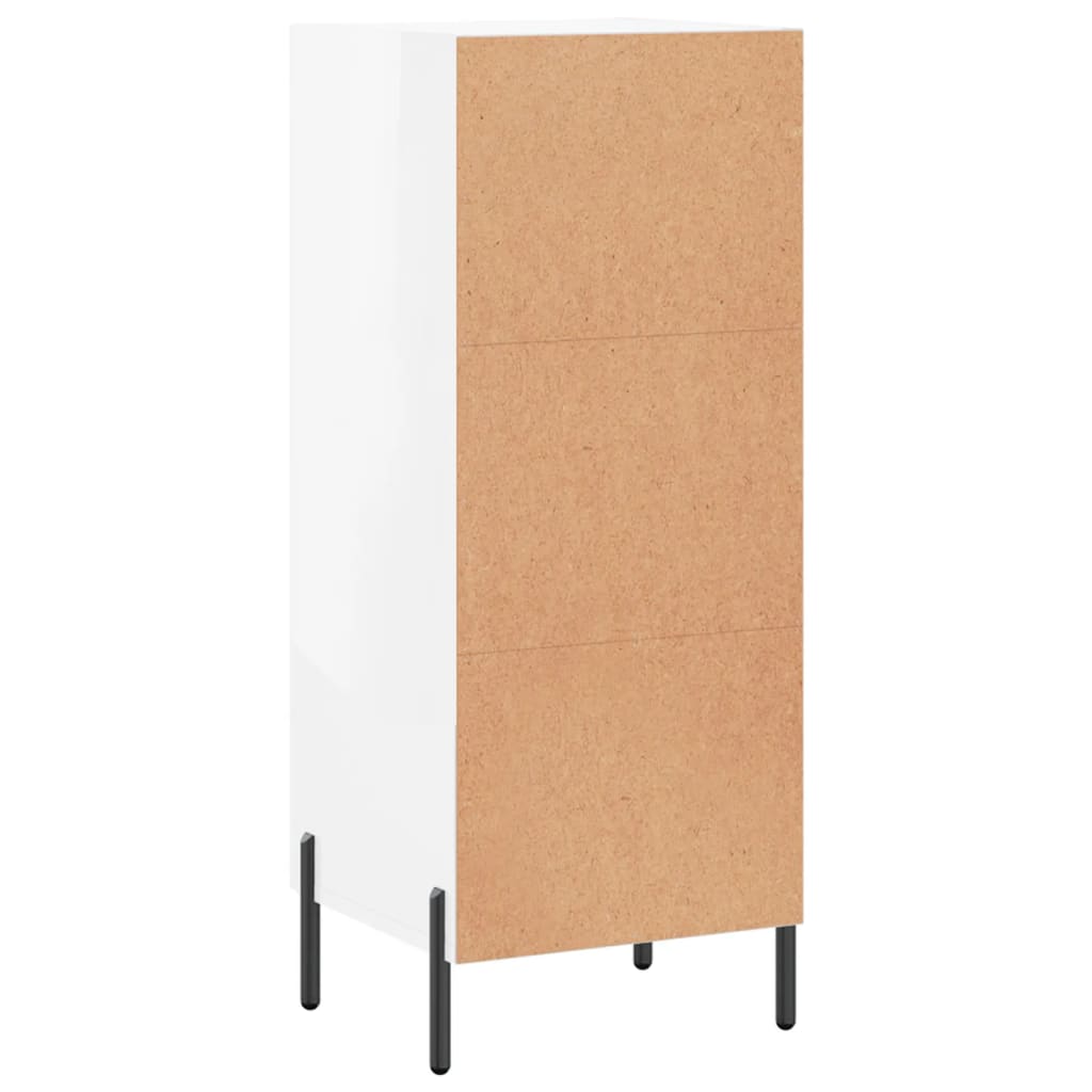 Credenza Bianco Lucido 34,5x34x90 cm in Legno Multistrato 828806